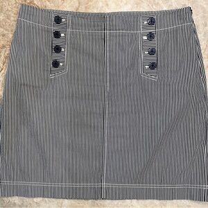Talbots Nautical Seersucker Blue/White Striped Skirt Size 14